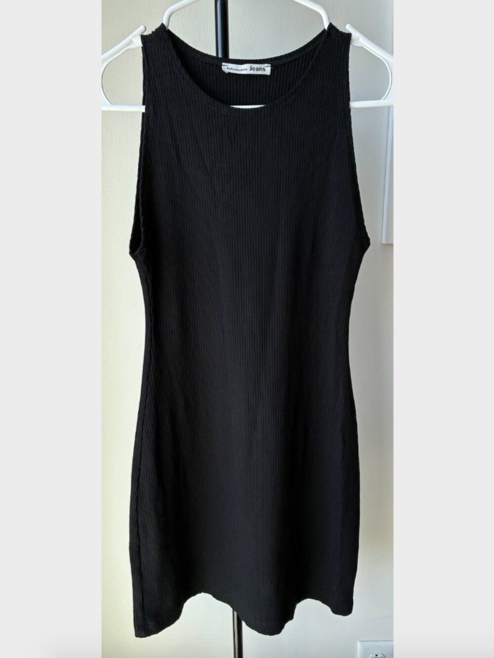 Reformation Jean	Black Ribbed Sleeveless Mini Dress - Size S